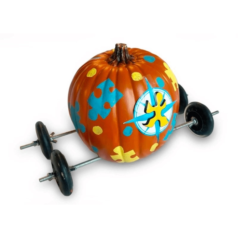 Product Description: The Pumpkin Race Kit comes with:</br></br>2 - Axles</br>4 - Wheels -*wheel color may vary*</br>8 - Bearings,</br>8 - Wingnuts,</br>2 - Zip ties</br>1 -List of rules on how to build your pumpkin.</br></br>*Pumpkin not included*</br></br>By purchasing this Pumpkin Race Kit, you are helping to provide employment opportunities to our student interns!</br> Pumpkin Kit