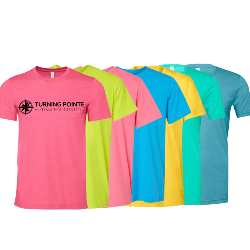 Product Description: This product is made to order by student employees in our Adult Day Program.</br></br>Brand: Bella Canvas</br>4.2 oz., 52% airlume combed and ringspun cotton, 48% polyester, 32 singles</br>Shoulder taping</br>Unisex sizing</br>Side-seamed</br>Pre-shrunk</br>Retail fit</br>Tear away label</br> Turning Pointe T-shirt